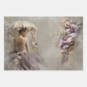 Lilac Reverie Ballerina & Raised Damask Background ラッピングペーパーシート (正面)