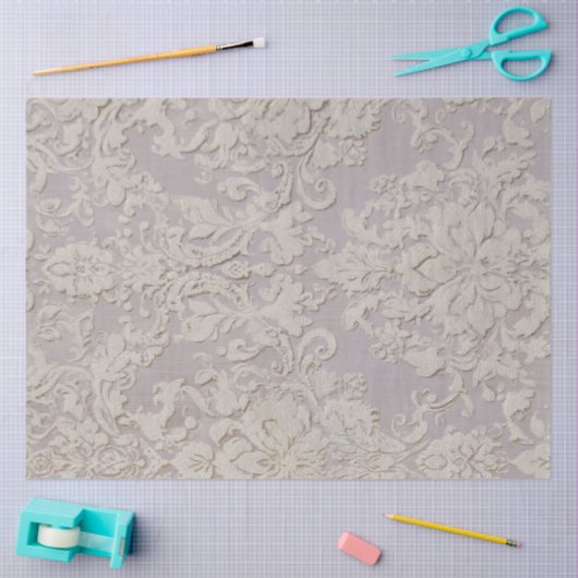 Lilac Reverie III Damask Pattern Tile 薄葉紙 (クラフト)