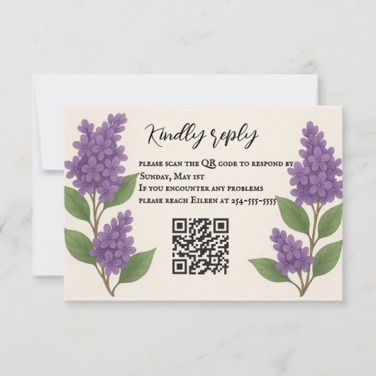 Lilac Reverie QR Code RSVP Card (正面)