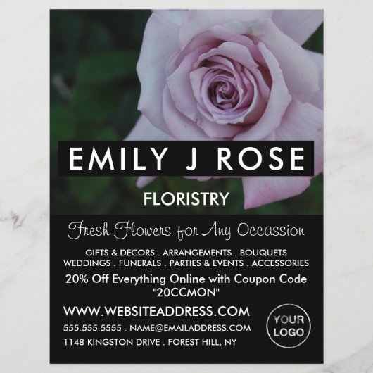 Lilac Rose, Florist, Floristry Advertising チラシ (正面)