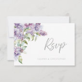 Lilac & Sage Floral QR Code Wedding RSVP Card サンキューカード (正面)