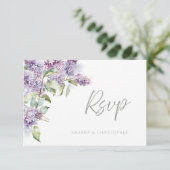 Lilac & Sage Floral QR Code Wedding RSVP Card サンキューカード (スタンド正面)
