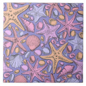 Lilac Seashell & Star Bathroom Art タイル (正面)