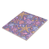 Lilac Seashell & Star Bathroom Art タイル (側面)