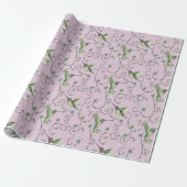 Lilac Shamrock Vine Hummingbird Pattern ラッピングペーパー (アンロールド)