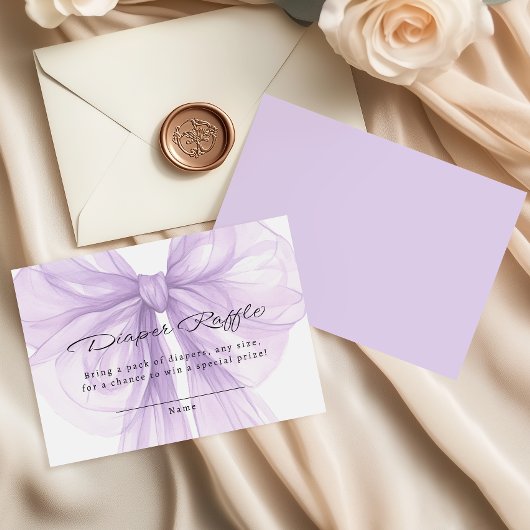 Lilac Sheer Bow Diaper Raffle Chic エンクロージャーカード