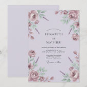 Lilac Soft Watercolor Wedding 招待状 (正面/裏面)