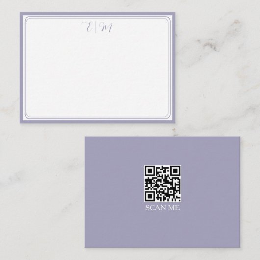 Lilac three Border Monogram Note Card ノートカード (正面/裏面)