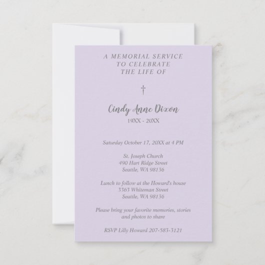 Lilac Trendy Transparency Effect Funeral Dear Ones (裏面)