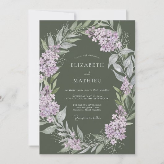 Lilac Verdant Flourish Wedding 招待状 (正面)
