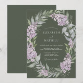 Lilac Verdant Flourish Wedding 招待状 (正面/裏面)