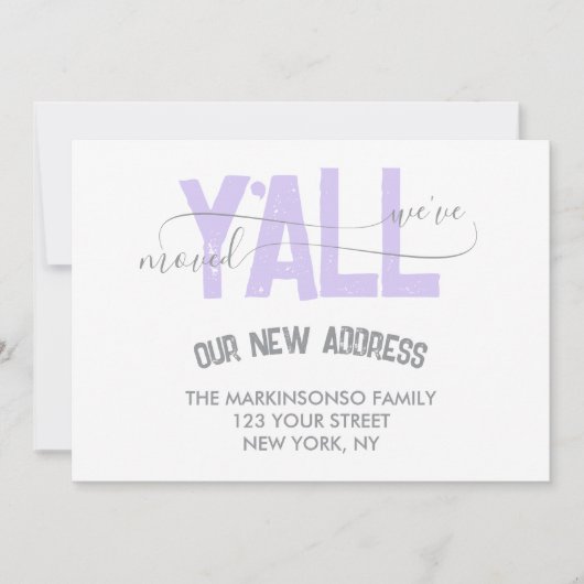 Lilac We Moved Y'all Moving Announcement 招待状 (正面)