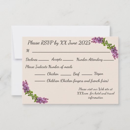 LilacsおよびCream応答カード_2 出欠カード (正面)