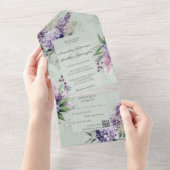 LilacsとHeather on Marbled Sage Green オールインワン招待状 (貼ってはがせる)