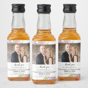 Lilacs素朴フローラ結婚の感謝の写真 リキュールボトルラベル