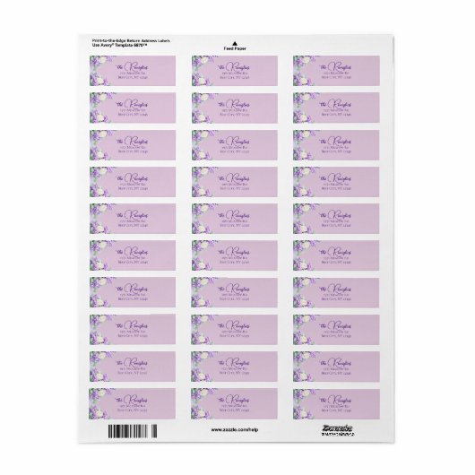 Lilacs and Lavender Return Address Label ラベル (フルシート)