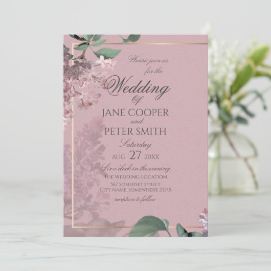 Lilacs floral Wedding Invitation 招待状 (スタンド正面)