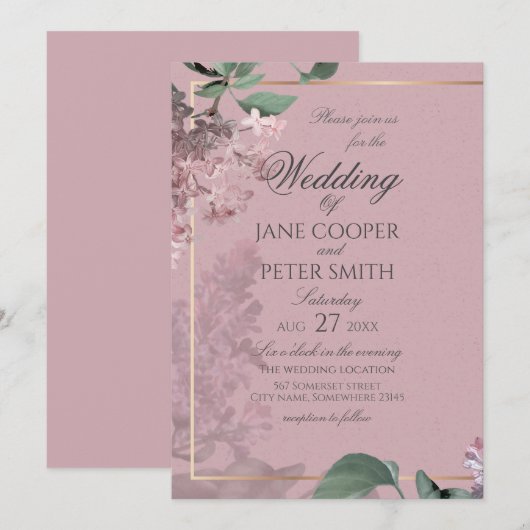 Lilacs floral Wedding Invitation 招待状 (正面/裏面)