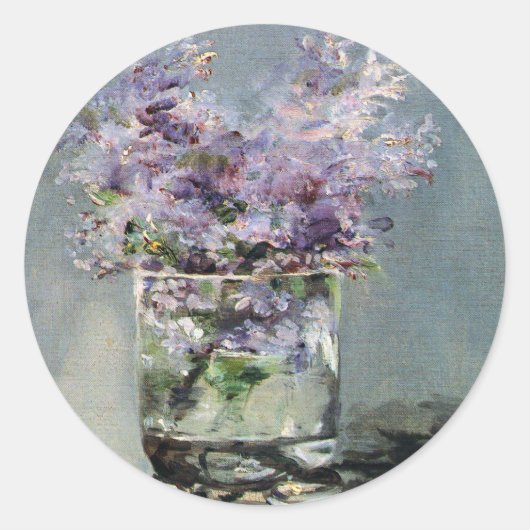 Lilacs in a glass by Edouard Manet ラウンドシール (正面)