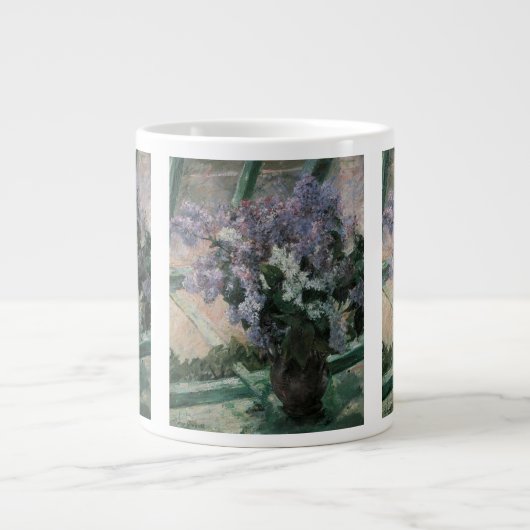 Lilacs in a window by Mary Cassatt, Lilacs in a Wi ジャンボコーヒーマグカップ (正面)