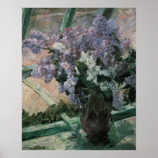 Lilacs in a Window、Mary Cassatt Poster ポスター