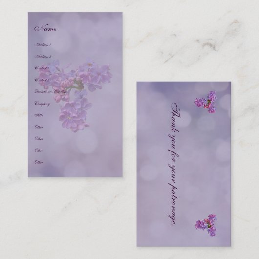 Lilacs in Springtime Business Card 名刺 (正面/裏面)