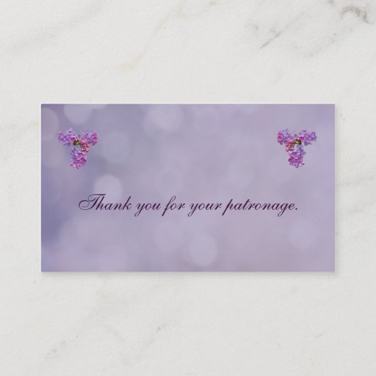 Lilacs in Springtime Business Card 名刺 (裏面)