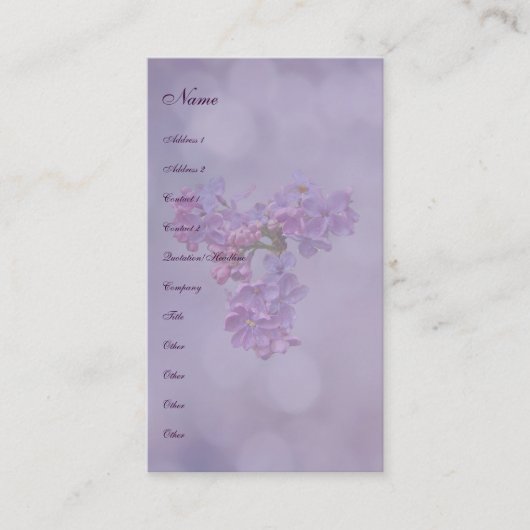 Lilacs in Springtime Business Card 名刺 (正面)