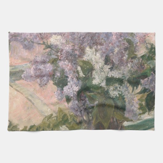 Lilacs in Window by Mary Cassatt American Painter キッチンタオル (横)