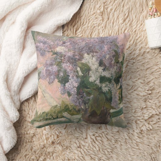 Lilacs in Window by Mary Cassatt American Painter クッション (ブランケット)