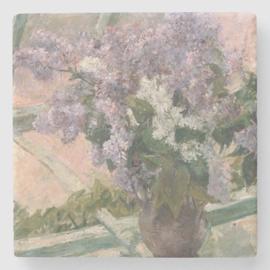 Lilacs in Window by Mary Cassatt American Painter ストーンコースター (正面)