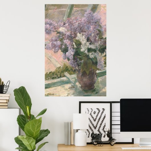 Lilacs in Window by Mary Cassatt American Painter ポスター (ホームオフィス)