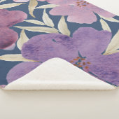 Lilacs on watercolor blue background シェルパブランケット (3/4)