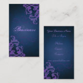 Liliacシックなスクロール青い名刺 名刺 (正面/裏面)