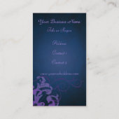 Liliacシックなスクロール青い名刺 名刺 (裏面)