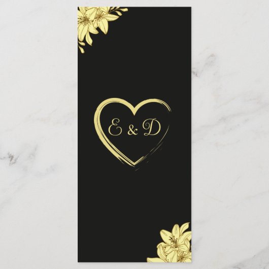 Liliesエレガントのメニューを使用したブラックと結婚金ゴールド メニュー (裏面)