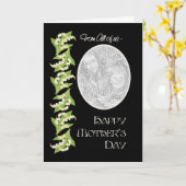 Lilies Mothers Dayフォトカード、ブラック：全米 カード (黄色い花)