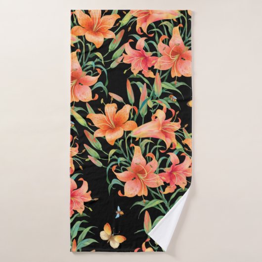 Lilies seamless background pattern.  バスタオル (バスタオル)