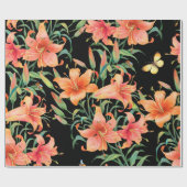 Lilies seamless background pattern.  ラッピングペーパー (フラット)