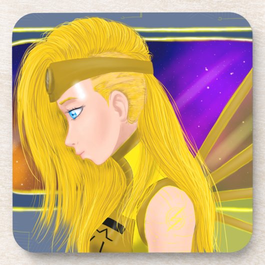 Lilin OC – サイボーグエンジェル – スターセットインスパイアアート コースター (正面)