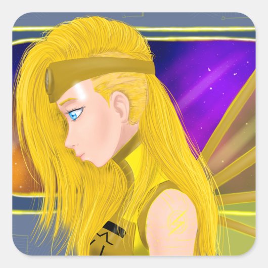 Lilin OC – サイボーグエンジェル – スターセットインスパイアアート スクエアシール (正面)