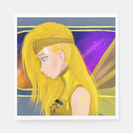 Lilin OC – サイボーグエンジェル – スターセットインスパイアアート スタンダードランチョンナプキン (正面)