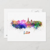 Lille skyline in watercolor ポストカード (正面/裏面)