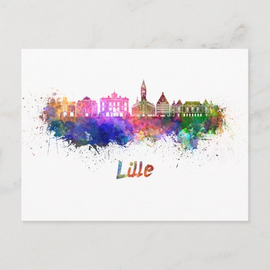 Lille skyline in watercolor ポストカード (正面)