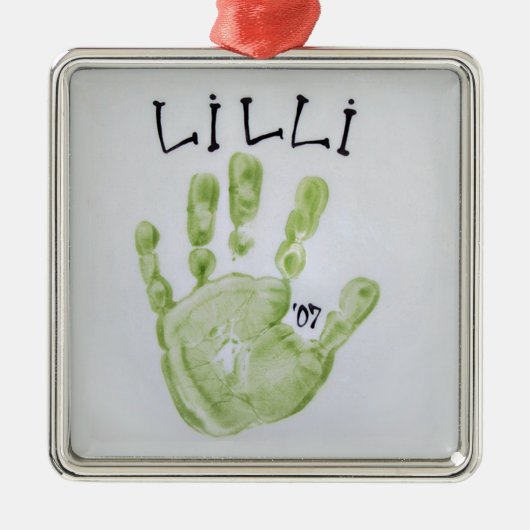Lilli手の正方形 メタルオーナメント (正面)