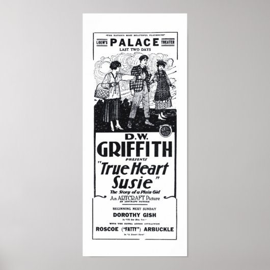 Lillian Gish 1919年ヴィンテージ広告ポスター ポスター (正面)