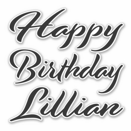 Lillian Name Vorname black Sticker Geburtstag シール (正面)