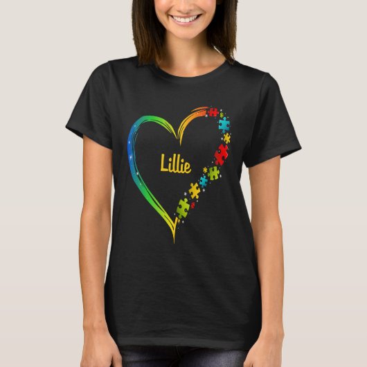 Lillie autism awareness heart puzzle idea 2020 tシャツ (正面)