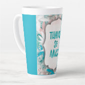 Lilly Blue Thank You – Modern Floral Appreciation  カフェラテマグ (左アングル)