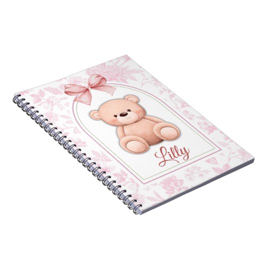 Lilly | Custom Pink Teddy Bear Nursery Design  ノートブック (右側)